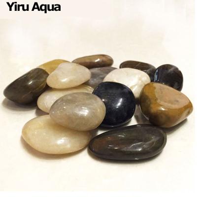 China Natural Polished Fine Viable Pebbles Aquarium Fish Tank Landscaping Rain Flower Stone By Shiny Colorful Stone for sale