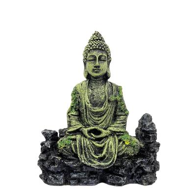 China JR Viable Fish Tank Decoration Aquarium Aquatic Plants Landscape Seat Buddha Statue Bodhisattva Resin Stone Decoration Ornaments for sale