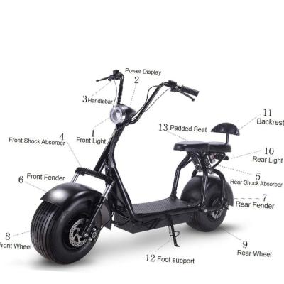 China Best Scooter EH01 1000W 60V 12Ah Electric Scooter Choice Model Unisex Big Wheel Fat Tire for sale