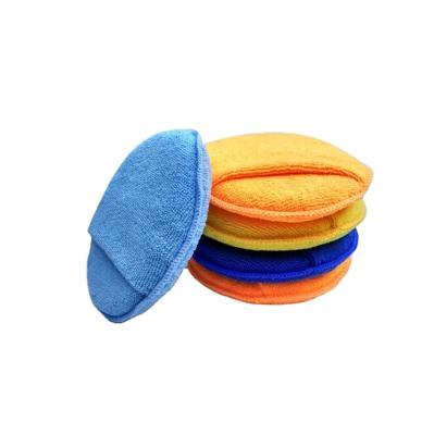 China Car Wax Applicator Sponge Microfiber Polishing Pad With Finger Pocket for sale