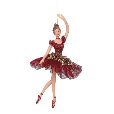 China SOTE BR20 Burgundy Mini Ballerina Figurine Decoration 17CM Ballet Girl Christmas Plastic Custom Toys Hanging Ornaments for sale