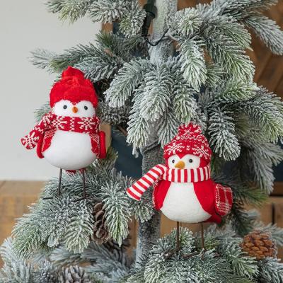 China Red Knitted Adorable Birds Christmas Tree Scarf Plush Fabric SOTE 05-AB Xmas Gift Kids Cute Birds Knitted Adorable Standing Ornaments for sale