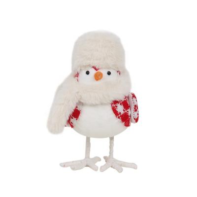 China Lovely SOTE 02 Fabric Plaid Christmas Birds Animal Doll Ornaments Red Standing Birds Home Decoration for sale