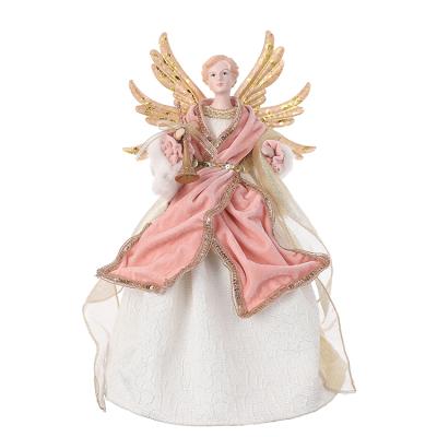 China PVC+Fabric+Ceramic Christmas Tree SOTE A47 Topper Angel 40CM Angel Ceramic Christmas Standing Decoration for sale