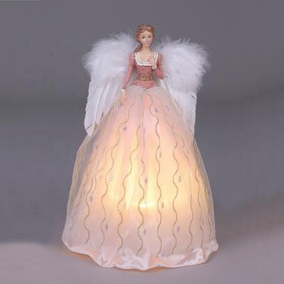 China SOTE AL2104 Fabric Pink Christmas Angel Indoor Decorations Battery Operated Led Acrylic Figurine Angel With Lighting for sale