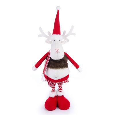 China Fabric+Plastic SOTE Retractable Christmas Deer Dolls Standing Figurine Christmas Decoration Christmas Gift Doll Indoor Toy for sale