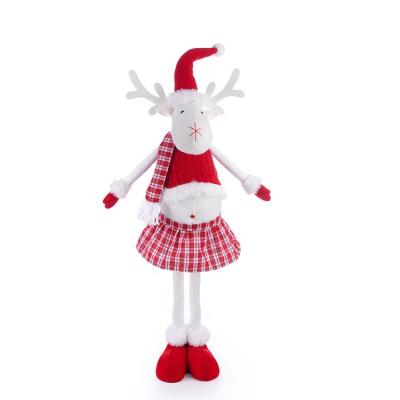 China Hot Sale Fabric+Plastic SOTE L336AB Christmas Decorations Hot Sale Doll 40-68CM Ornaments Retractable Standing Deer Plush Toy for sale