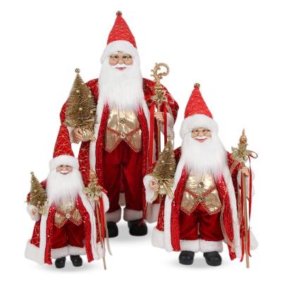 China Fabric+Hard Plastic SOTE S1093 Santa Christmas Handmade Santa Claus Decoration For Christmas Tree Indoor 12~48 Inch Fabric for sale