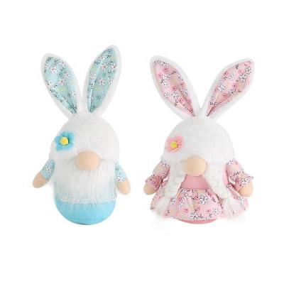 China Fabric SOTE E1018AB Couple Christmas Gnomes Kids Plush Toy Easter Ornaments Blue And Plush Toy Easter Rabbit Sitting Pink Gnome for sale