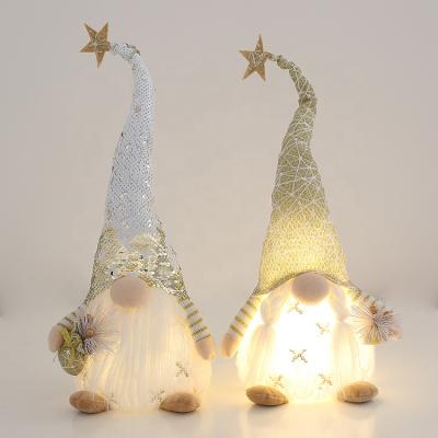 China Glitter Gnome Christmas Plush Gnomes Lit New Champagne Christmas Gnomes Lights Up by Gold Glitter Fabric SOTE Dwarf Doll for sale