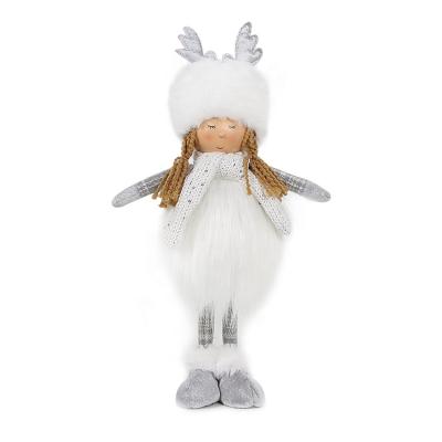 China SOTE G1001 Gray Little Girls Plush Doll White Stuffed Cloth Silver Antler Girl Figure Standing Toys For Children for sale