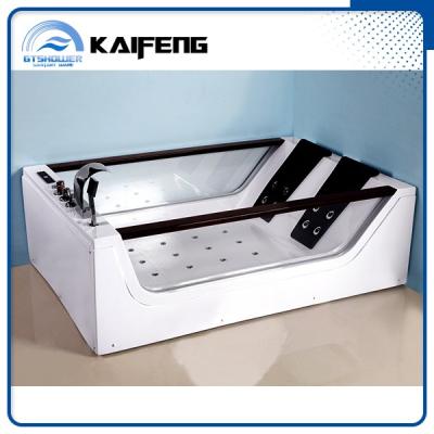 China Indoor Tub Two Side Glass Jet Whirlpool Bathtub With TV for sale