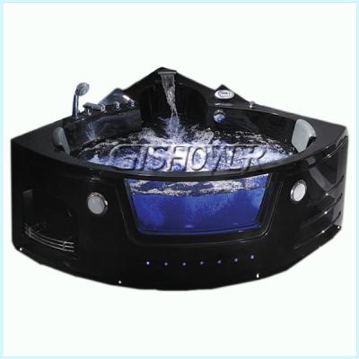 China Durable Indoor Black Freestanding Bathtub Corner Hot Tub for sale