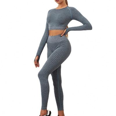 China High Quality Wholesale Women Seamless Leggings Breathable And Long Sleeve Yoga Sets Fitness Suit for sale