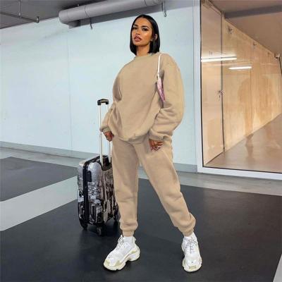 China 2021 Breathable Women Long Sleeve Gym Shirts Hoodies Sweatpants And Hoodie Set Casual Sports Set Two Pieces for sale