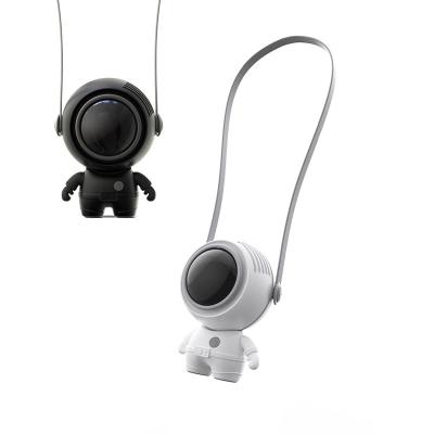 China Small Astronaut Hotel Neck Fan Usb Rechargeable Hand Bettery Free Sports Hang Air Cooling Fan Neck Band for sale