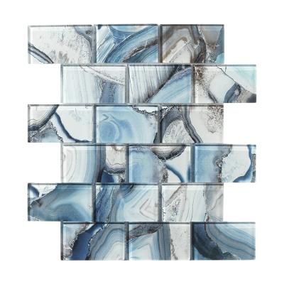 China Modern Digital Printing Superb White Glass Mosaic Tile Design Gemstone Agate Art Mosaic Tiles For Crafts Colorful for sale