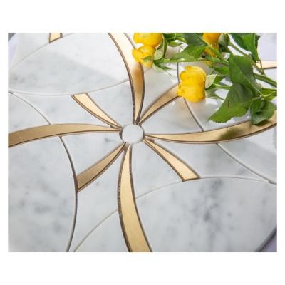 China New Arrival Carrara Stone Flower Marble Pattern Mosaic Tile Gold Modern Natural Stone Mosaic Floor Wall Tile for sale