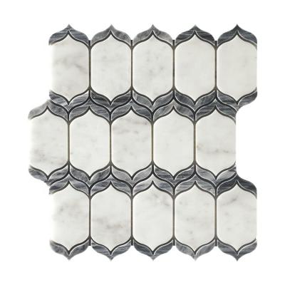 China New Modern White Carrara Marble Waterjet Mosaic Tile Tundla Gray Stone Floor And Carrara for sale