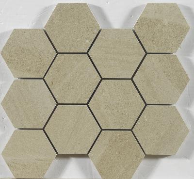 China Parquet ready to board sandstone hexagon ceramic mosaic tile for exterior and interior wall and floor for sale