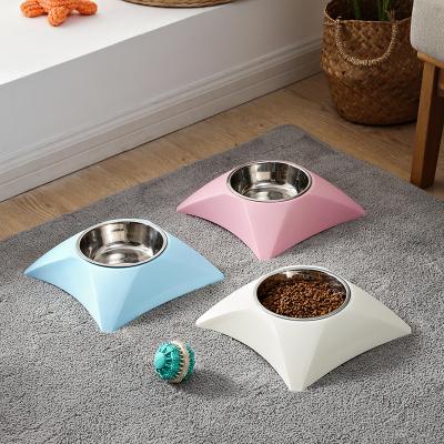 China Stainless Steel Pet Bowl 400ml Cat And Dog Food Bowl Viable Non-slip Plastic Pet Drinking Water Bowl Pet Supplies for sale