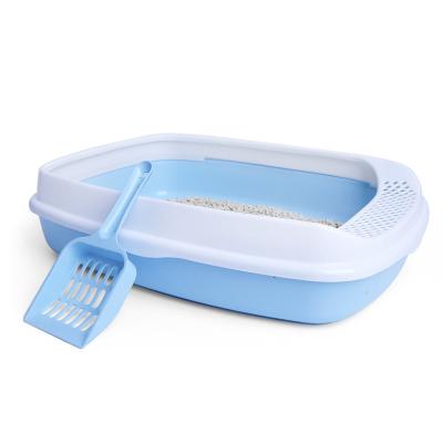 China Cat And Dog Potty Indoor Sustainable Household Toilet Pet Cleaning Semi-enclosed Plastic Sandbox With Spoon Cat Litter Box for sale