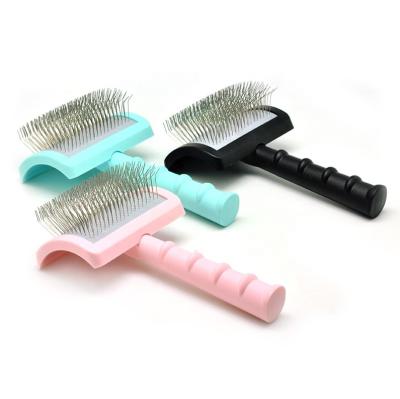 China Sustainable Pet Grooming Tool Self Cleaning Dog Cat Slicker Brush Remove Pet Grooming Brush Automatically for sale