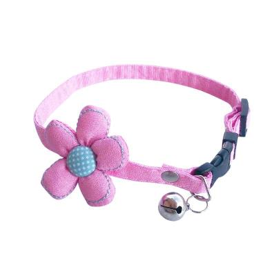 China Japanese British Princess Style Denim Cat Collar Pet Flower Reflective Collar Adjustable Cat Bell for sale