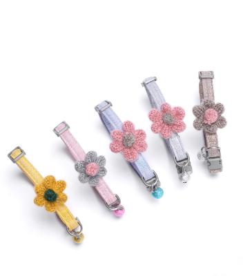 China Viable Pet Accessories Flower Design Adjustable Dog Puppy Bowties Cat Collar Bell Cat Tie for sale