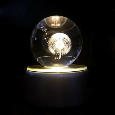 China new 2018  crystal rotating 3D led night light music box with kinds of patterns for sale