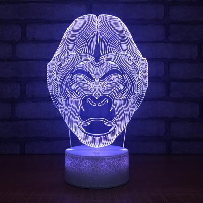 China new gift item 3D acrylic led small night light led light, small led table lamp  with 7 colors and crackle base for sale