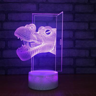 China new gift item 3D acrylic led small night light led light, small led table lamp  with 7 colors and crackle base for sale