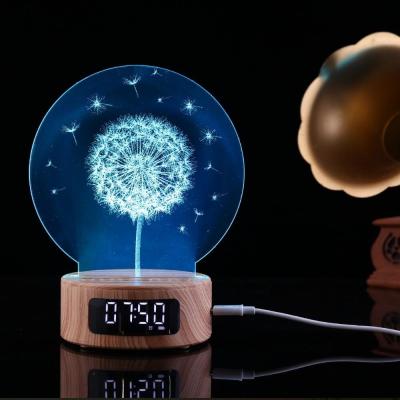 Китай 2018 Newest Product 5 in 1 3D engraving  night light  bluetoooth speaker with time display and alarm clock function продается