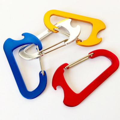 China Retail Industry Aluminum Alloy Metal Carabiner Wire Door Tool Bottle Opener Key Chain Spring Clip Multi Light Hook 80mm for sale