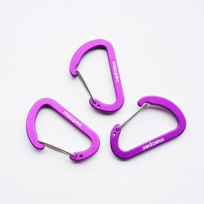 China Custom Retail Industry Logo Aluminum Spring Flat Carabiner Snap Hook Hanger Key Chain Hiking Camping Backpack Kits for sale