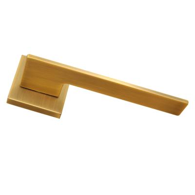 China Modern Geometric Home Door Handle Satin Gold Interior Dummy Door Handle Hardware for sale