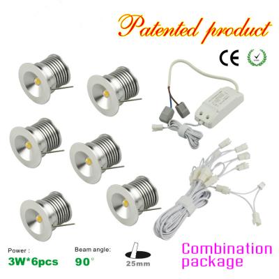 China Mini 3W LED Spotlight 6pcs Dimming Power Supply+ Wire Kit 25mm hole LED light for sale