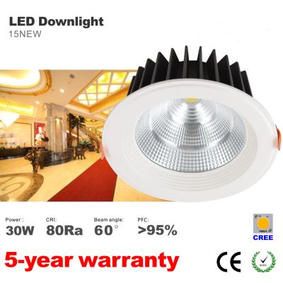 China Dimmable Anti-dazzle 30W Recessed LED Downlight 170mm hole CREE COB LED Light CE Rohs for sale