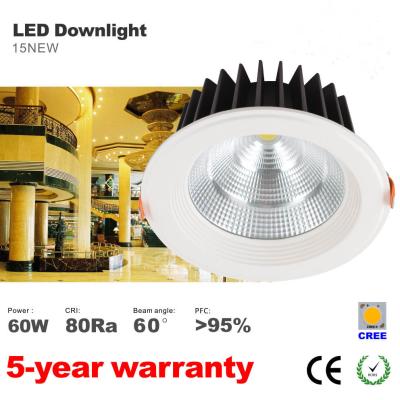 China 60W Ultra high lumens 5500LM Dimmable CREE COB home hotel lighting LED Downlight for sale