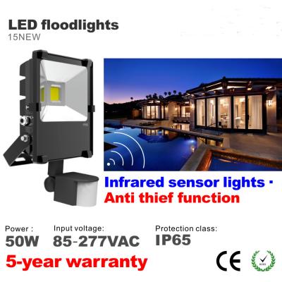 China 50W LED Floodlight PIR Infrared induction Motion sensor High lumens Flooding Spotlight for sale