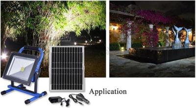 China Portable rechargeable Led flood light with solar panel Garden lighting project  emergency light for sale