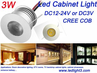 China Mini 3W Led Cabinet Light Indoor Showcase KTV Rooms lighting DC12V CREE COB Led Lamp for sale