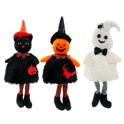 China New Handmade Cloth Halloween Decoration Pumpkin Ghost Bar Witch Black Cat Hanging Dolls Small for sale