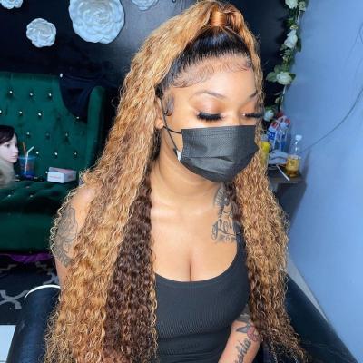 China Jerry Curl 360 13x6 Lace Front Wig For Black Women Virgin Cuticle Aligned Full Hair Lace Wig 34 36 38 40 Inch HD Lace Front Wigs for sale