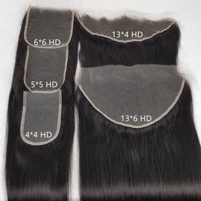 China Digital 13*4 13*6 HD High Quality Straight Good Quality Thin Lace Frontal Closure 4x4 5x5 6x6 Super Transparent Closure & Headband for sale