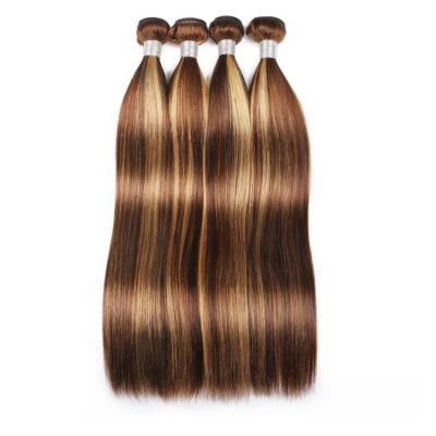 China Highknight 100% Silky Straight Cheap 10A Brazilian Wave Hair Bundles Hot Sale P4/27 Piano Color Brazilian Hair Bundles Women Virgin Human Hair for sale