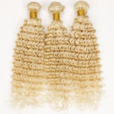 China Wholesale Colors Hair Bundles Highknight Virgin Cuticle Aligned Brazilian Hair 613 Blonde Body Deep Wave Bundles With Closure for sale