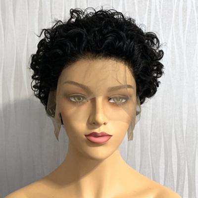 China Double Drawn Highknight Curly Short Hair Wigs 13*4 Lace Front Wig Human Hair Short Pixie Cut Wigs for sale