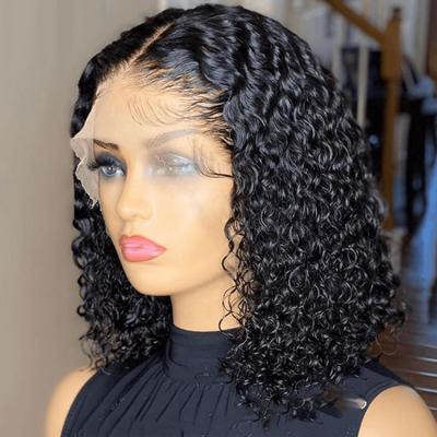 China Highknight Curly Cuticle Aligned Closure Unprocessed Bob Wigs Density Curly Hair 4*4 5*5 150% Bob Lace Front Wigs Deep Curly for sale