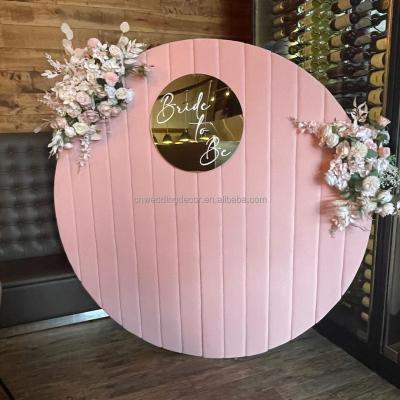 China Acrylic Round Hotel Baby Shower Wedding Velvet Circle Pink Backdrop Birthday Party Decoration for sale